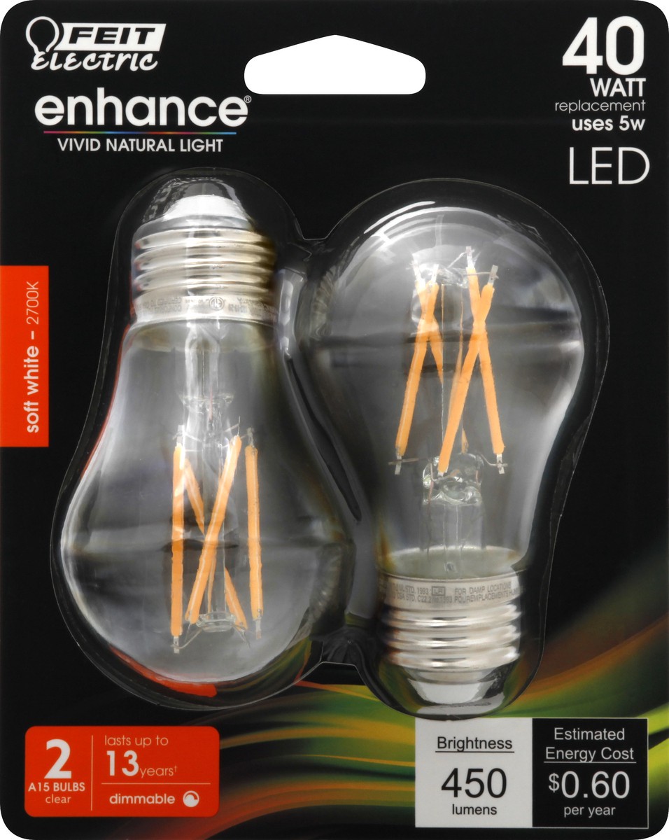 slide 6 of 11, Feit Electric Enhance 5 Watts LED Clear Soft White Bulbs 2 ea, 2 ct