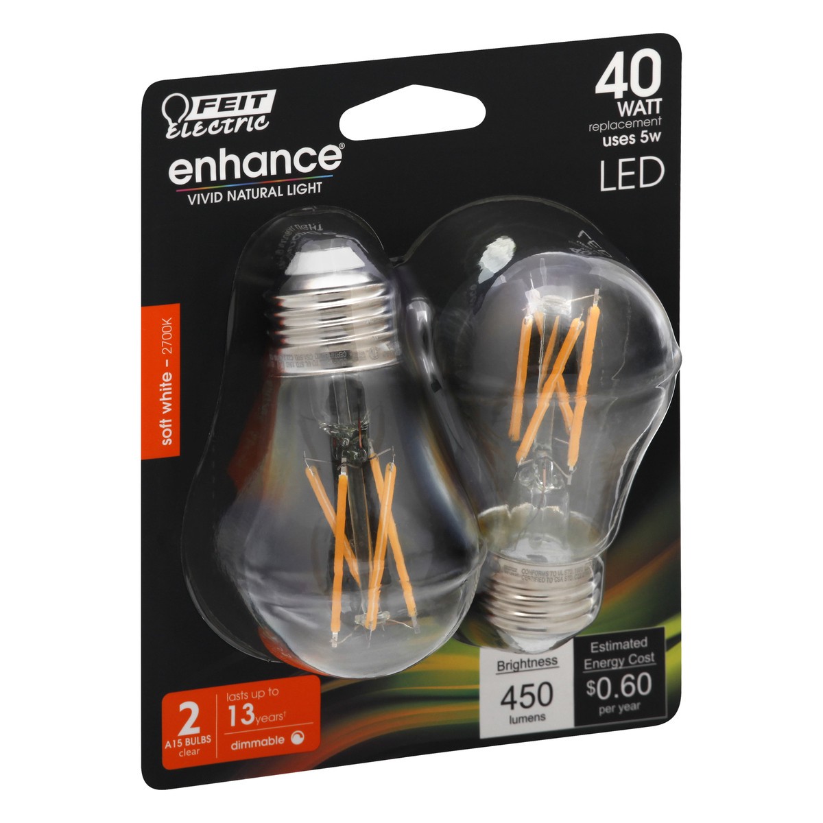 slide 4 of 11, Feit Electric Enhance 5 Watts LED Clear Soft White Bulbs 2 ea, 2 ct