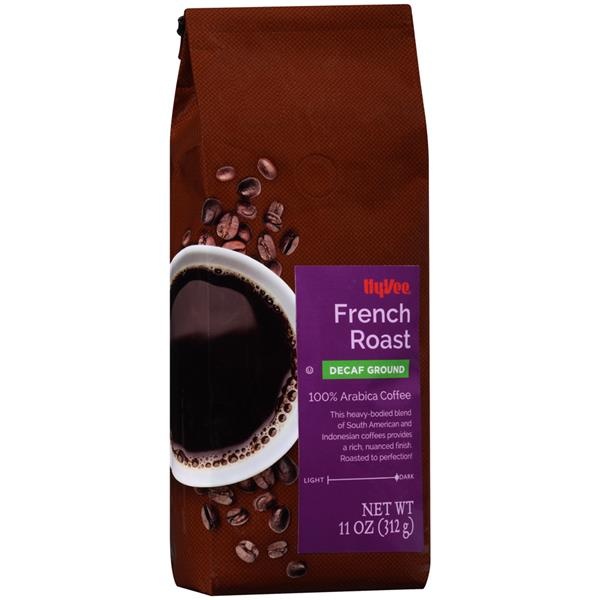 slide 1 of 1, Hy-vee Dark French Roast 100% Arabica Decaf Ground Coffee- 11 oz, 11 oz