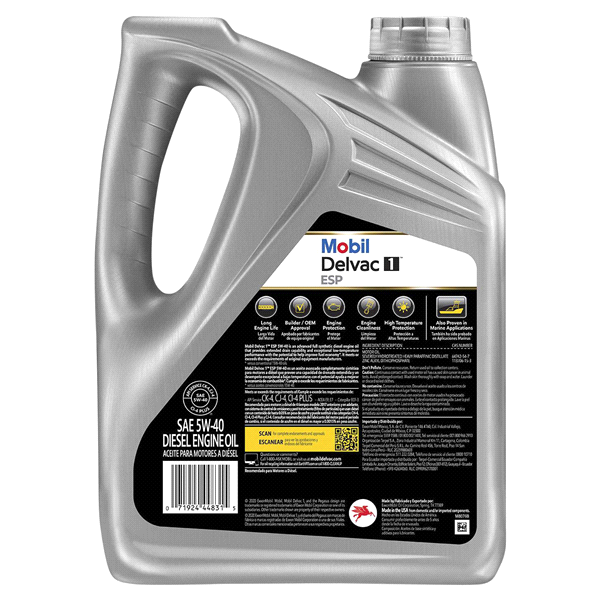 slide 5 of 9, Mobil Delvac 1 ESP Heavy Duty Full Synthetic Diesel Engine Oil 5W-40, 1 gal