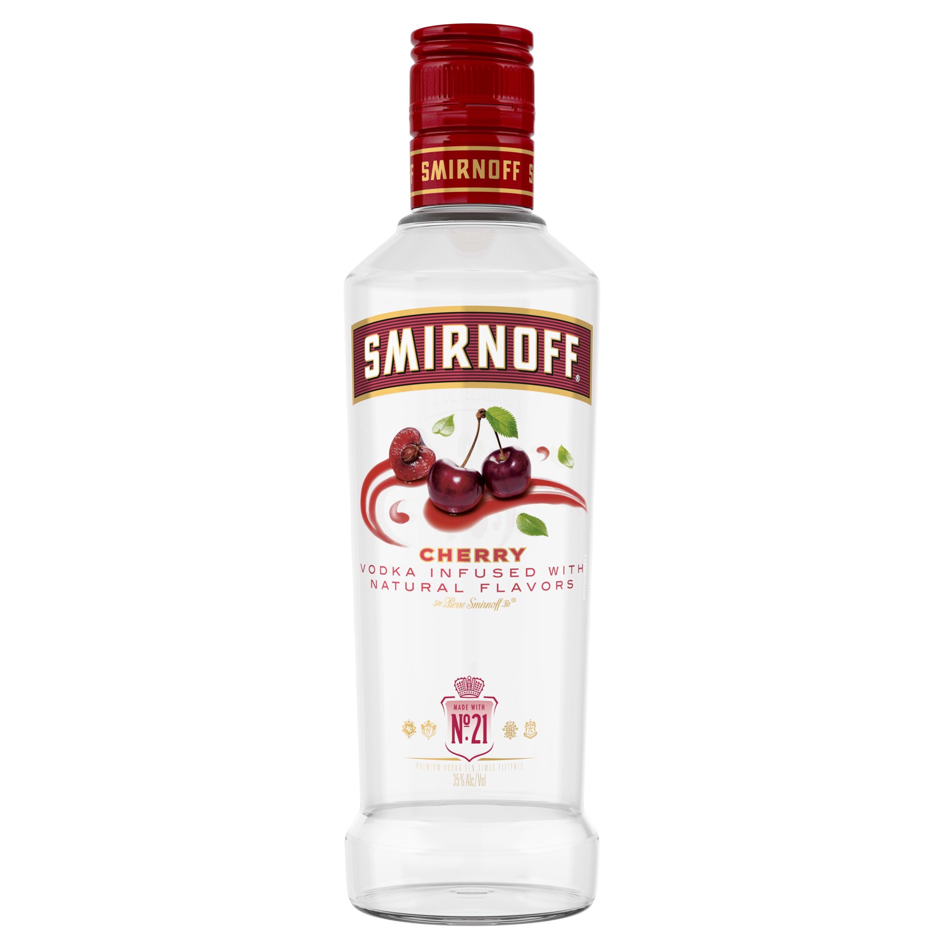 slide 2 of 4, Smirnoff Cherry (Vodka Infused With Natural Flavors), 375 mL Glass Bottle, 375 ml