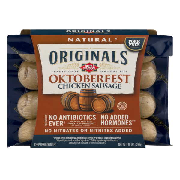 slide 1 of 1, Dietz & Watson Originals Fully Cooked Chicken Sausage - Oktoberfest, 10 oz