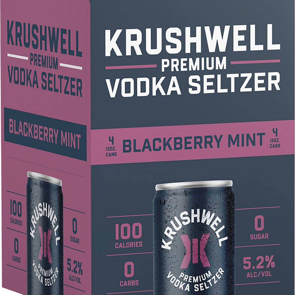 slide 1 of 1, Krushwell Blackberry Mint Vodka Seltzer 4 - 12 oz Cans, 4 ct; 12 oz