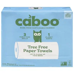 Caboo Tree Free Paper Towels Family Size 3 - 75 Sheet Rolls