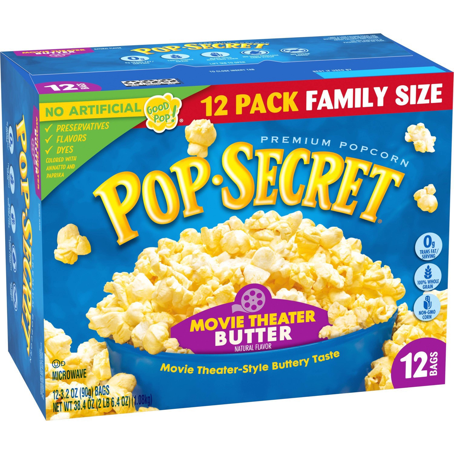 slide 7 of 7, Pop-Secret Microwave Popcorn Movie Theater Butter Flavor - 3oz/12ct, 12 ct; 3.2 oz