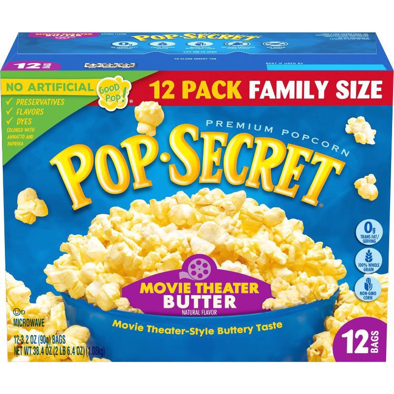 slide 1 of 7, Pop-Secret Microwave Popcorn Movie Theater Butter Flavor - 3oz/12ct, 12 ct; 3.2 oz