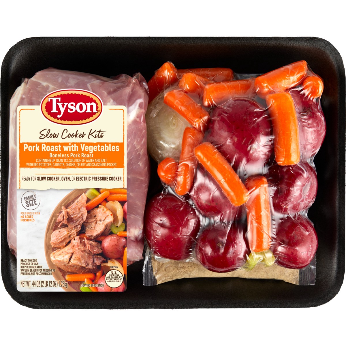 slide 4 of 7, Tyson Slow Cooker Pork Roast with Vegetables Family Size Meal Kit, 44 oz, 44 oz