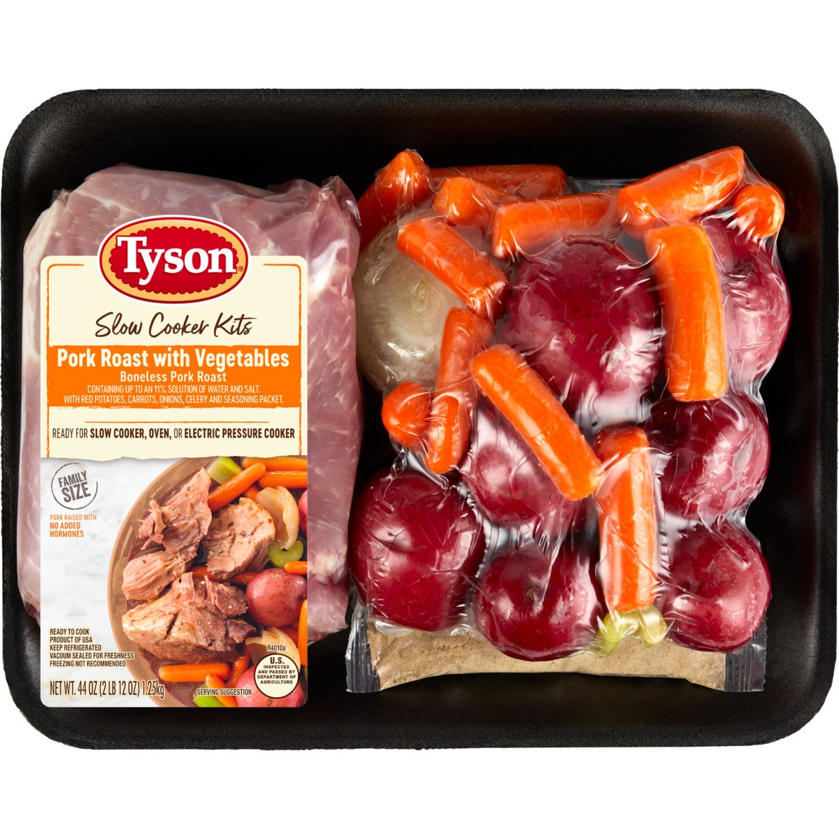 slide 1 of 7, Tyson Slow Cooker Pork Roast with Vegetables Family Size Meal Kit, 44 oz, 44 oz