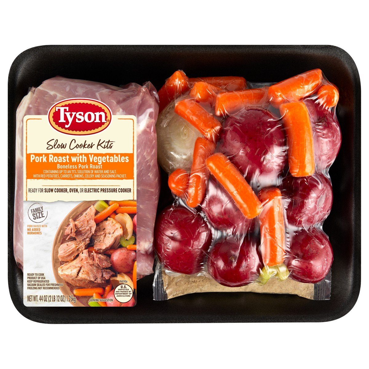 slide 1 of 7, Tyson Slow Cooker Pork Roast with Vegetables Family Size Meal Kit, 44 oz, 44 oz