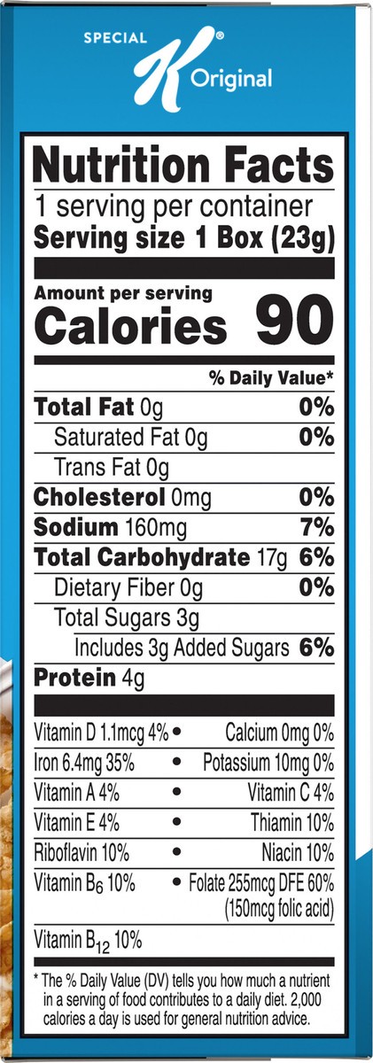 slide 6 of 7, Special K Kellogg's Special K Breakfast Cereal, 11 Vitamins and Minerals, Made with Folic Acid, B Vitamins and Iron, Original, 0.81oz Box, 1 Box, .81 oz
