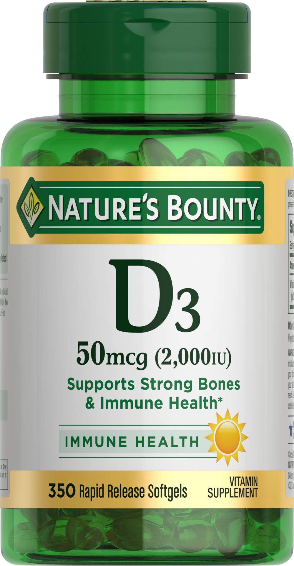 slide 1 of 9, Nature's Bounty Nature''s Bounty Vitamin D Immune Support Softgels, 2000 IU, 350 ct