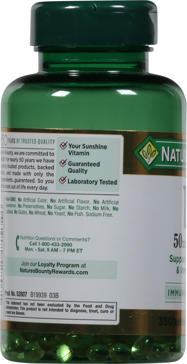 slide 2 of 9, Nature's Bounty 50 mcg Vitamin D3 350 Rapid Release Softgels, 350 ct