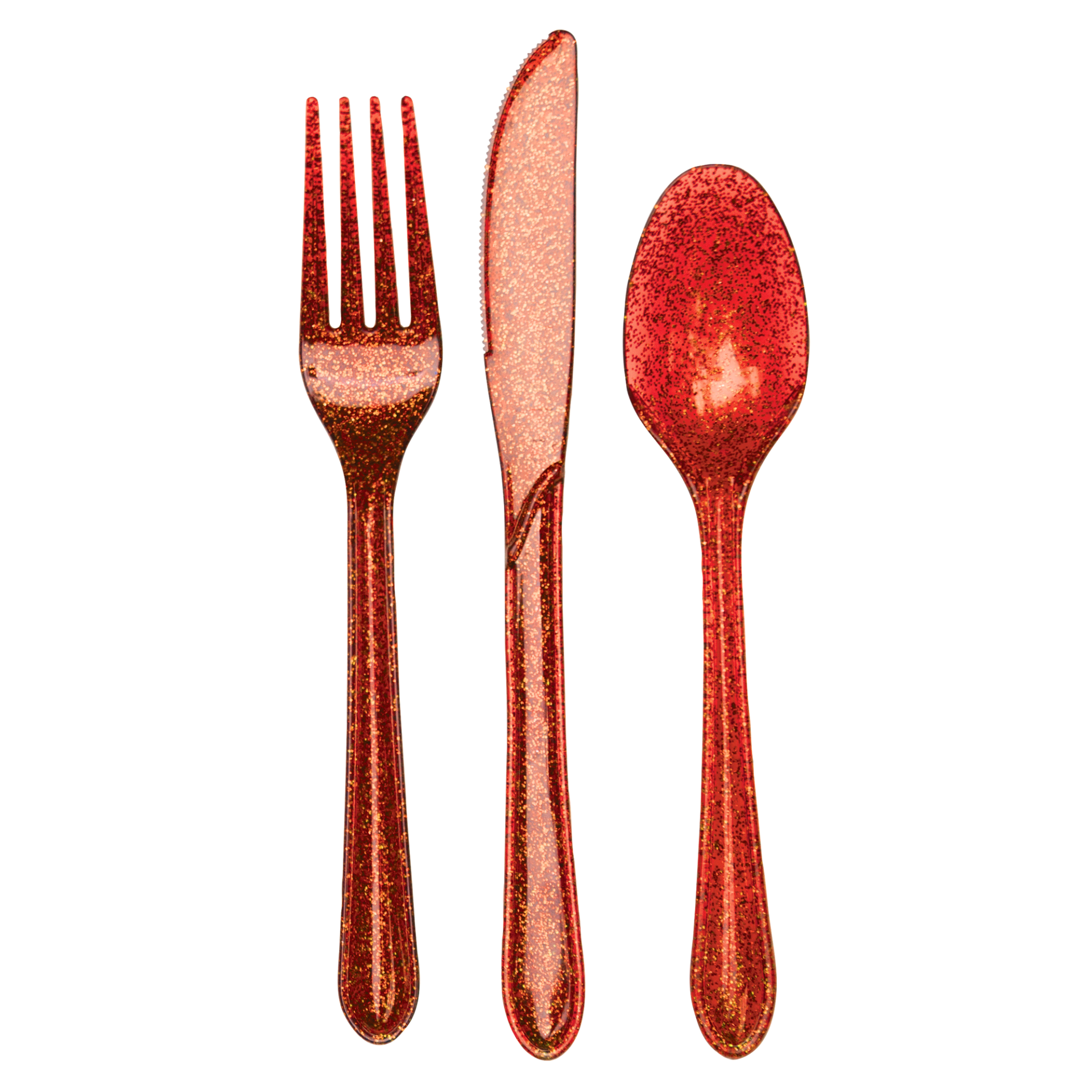 slide 1 of 1, Creative Converting Christmas Décor Glitter Red Assorted Cutlery, 24 ct