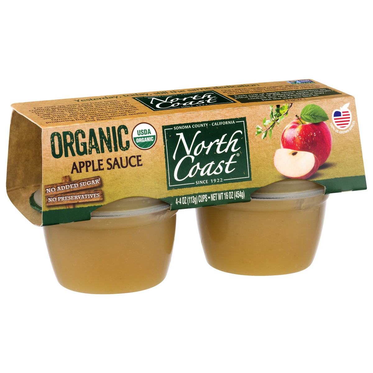 slide 2 of 9, North Coast Organic Apple Sauce 4 - 4 oz Cups, 4 ct; 4 oz