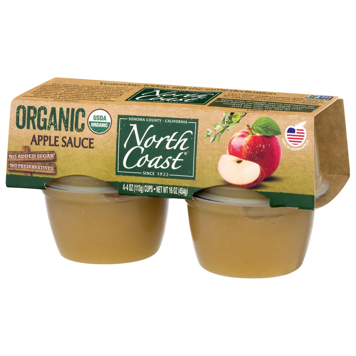 slide 5 of 9, North Coast Organic Apple Sauce 4 - 4 oz Cups, 4 ct; 4 oz