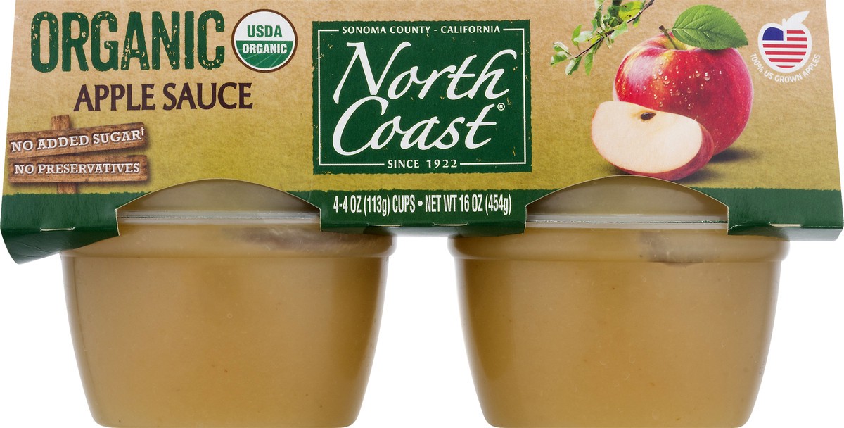 slide 6 of 9, North Coast Organic Apple Sauce 4 - 4 oz Cups, 4 ct; 4 oz