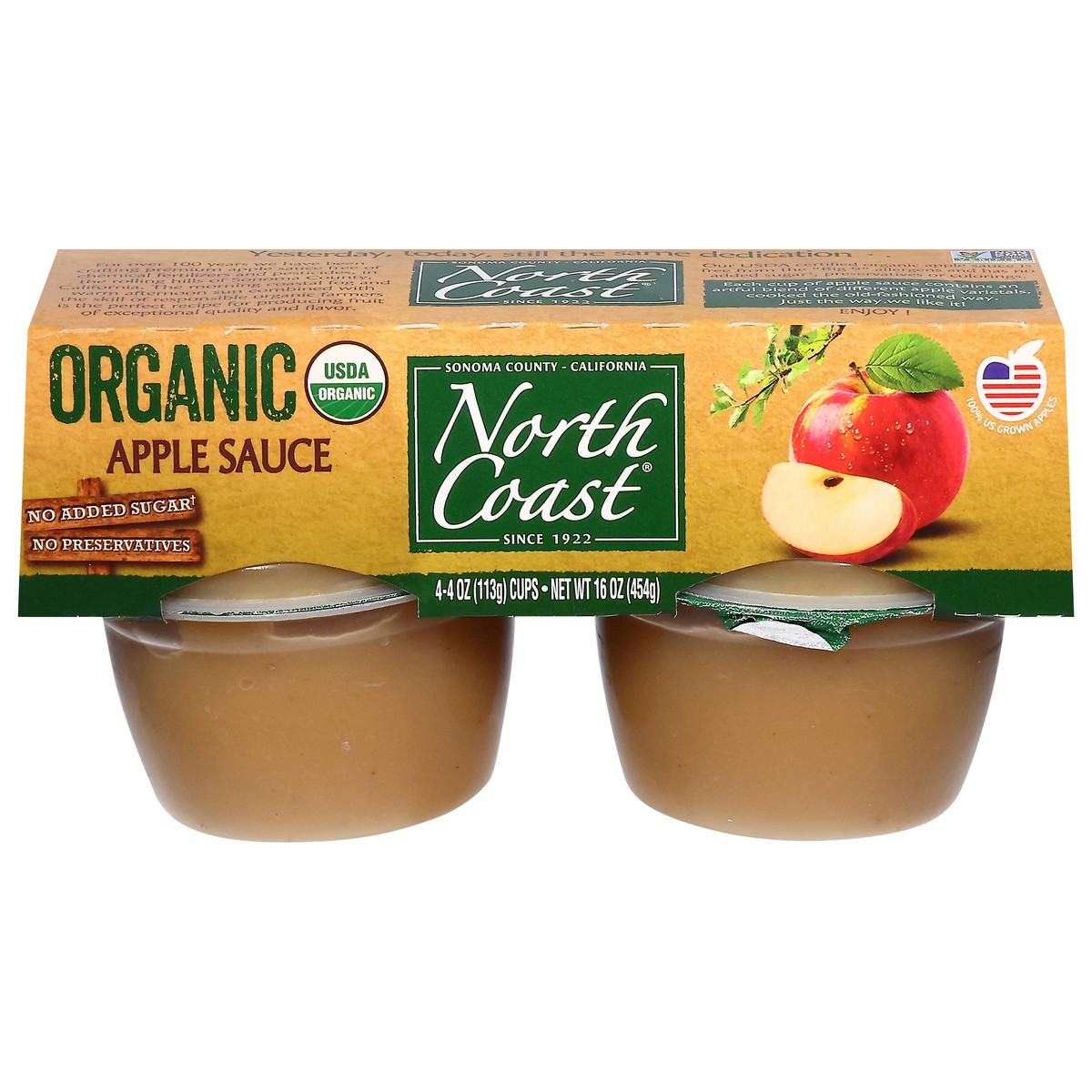 slide 1 of 9, North Coast Organic Apple Sauce 4 - 4 oz Cups, 4 ct; 4 oz