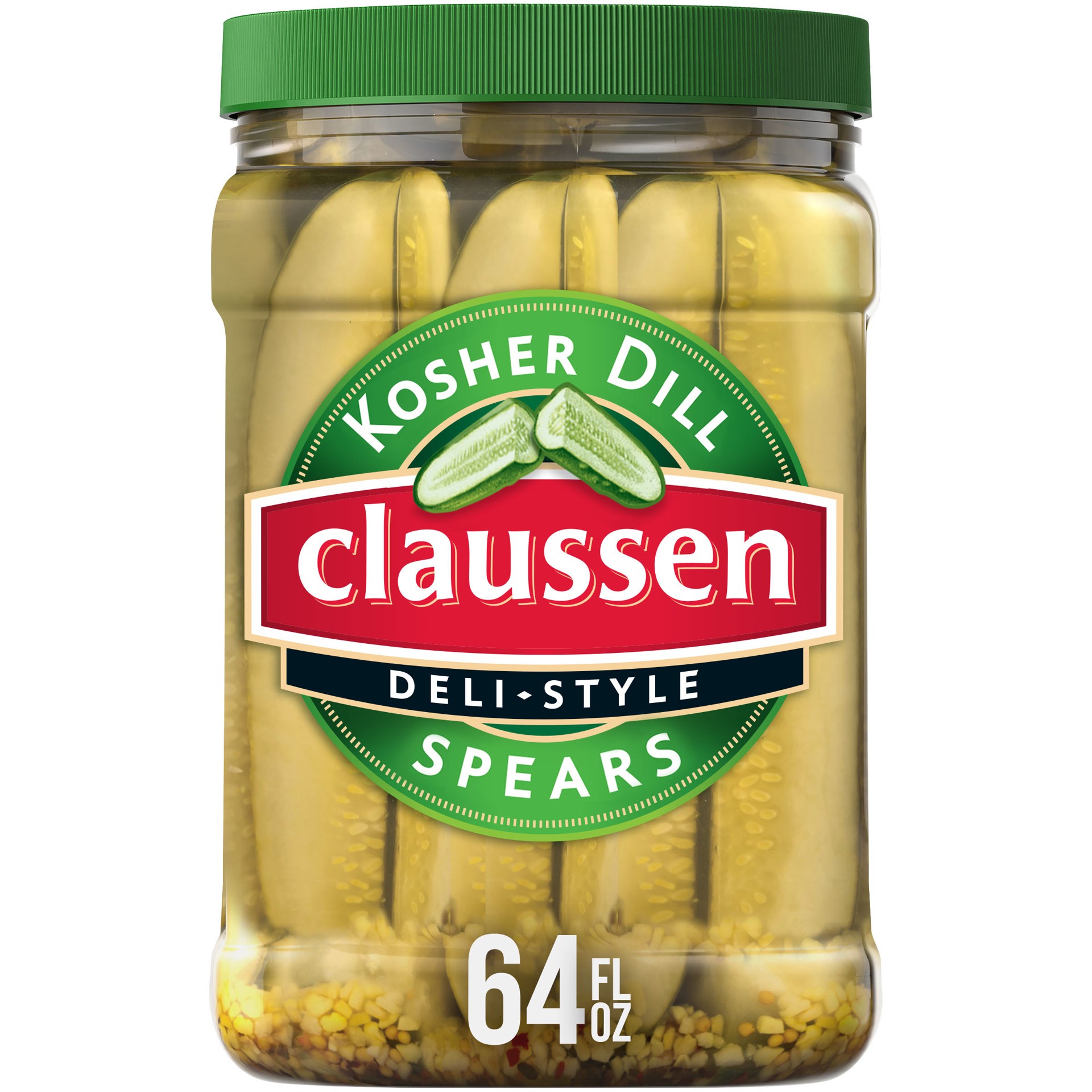 slide 1 of 9, Claussen Deli-Style Kosher Dill Pickle Spears Jar, 64 fl oz