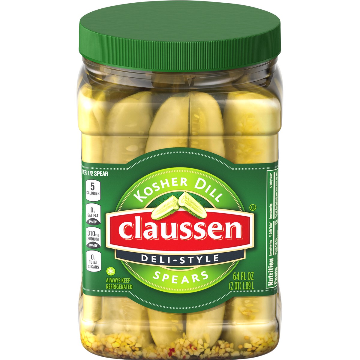 slide 1 of 5, Claussen Deli-Style Kosher Dill Pickle Spears, 64 fl. oz. Jar, 64 fl oz
