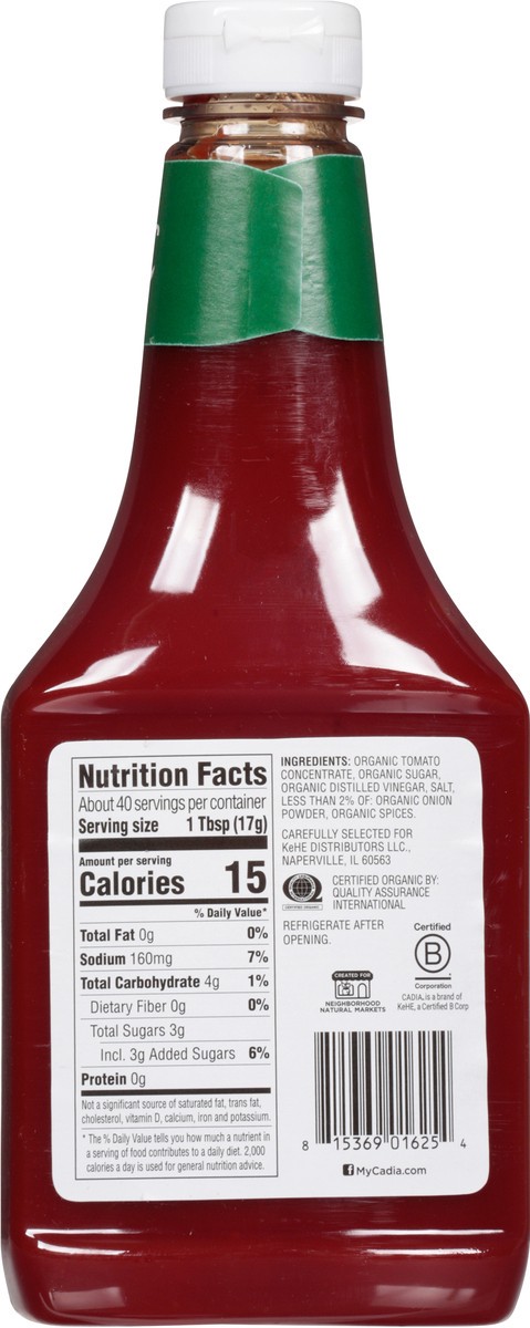 slide 13 of 13, Cadia Organic Ketchup 24 oz, 24 oz