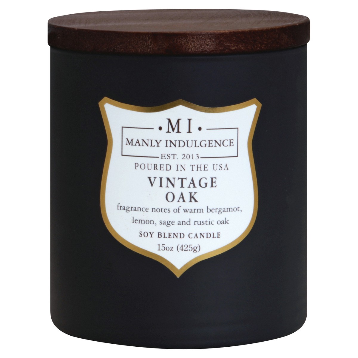 slide 2 of 3, Manly Indulgence Vintage Oak Scent Soy Blend Candle - Dark Gray, 16 oz