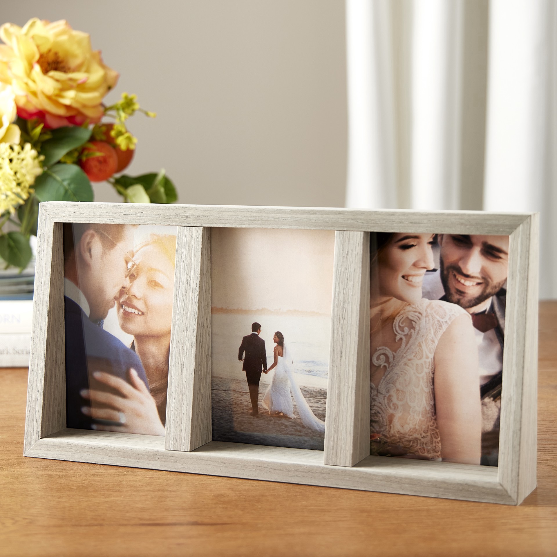 slide 3 of 4, Expressions 3 Opening 4" X 6" Gray Angled Collage Frame By Studio Decor, 4 in x 6 in