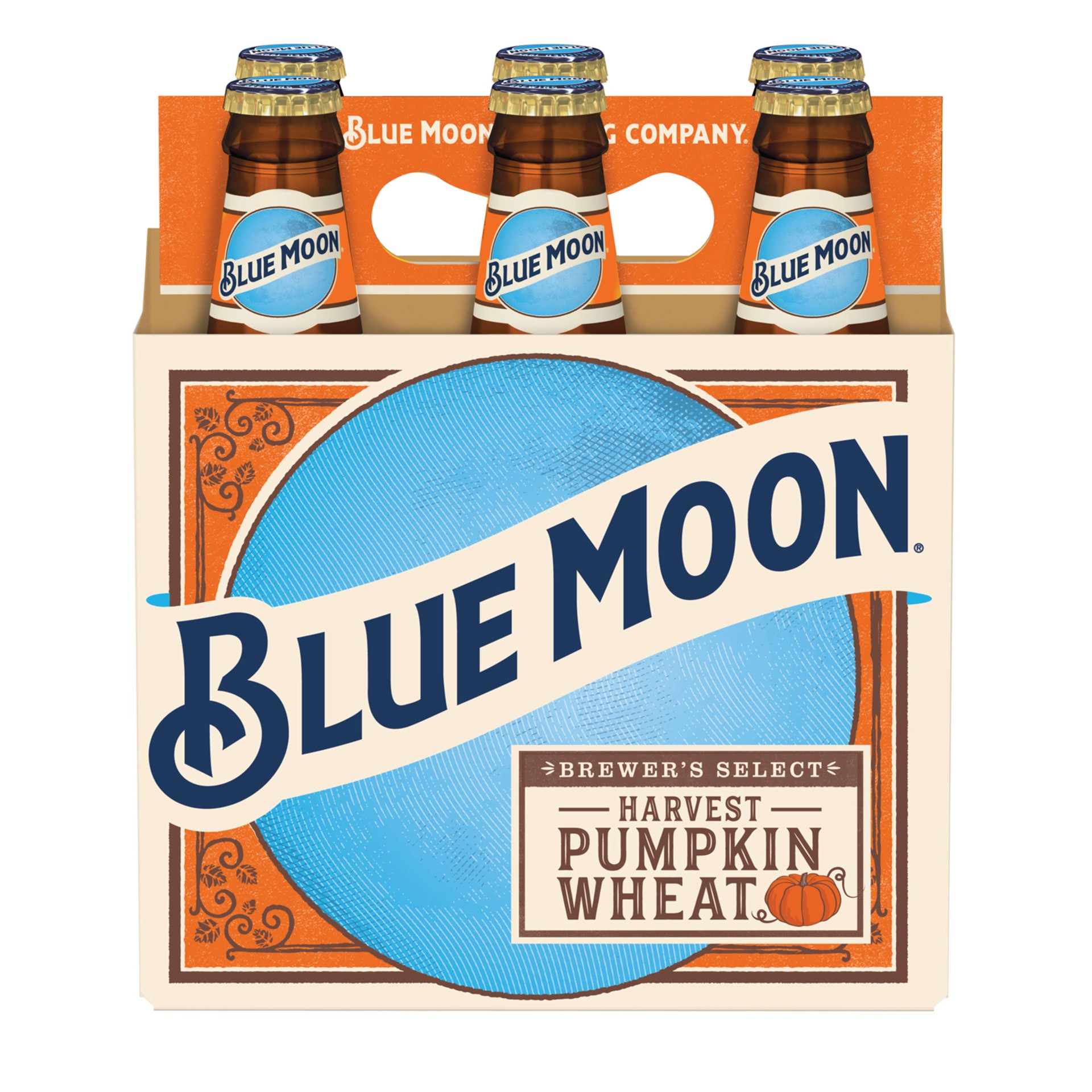 slide 3 of 5, Blue Moon Harvest Pumpkin Wheat Ale Beer, 6 Pack, 12 fl. oz. Bottles, 5.7% ABV, 6 ct; 12 oz