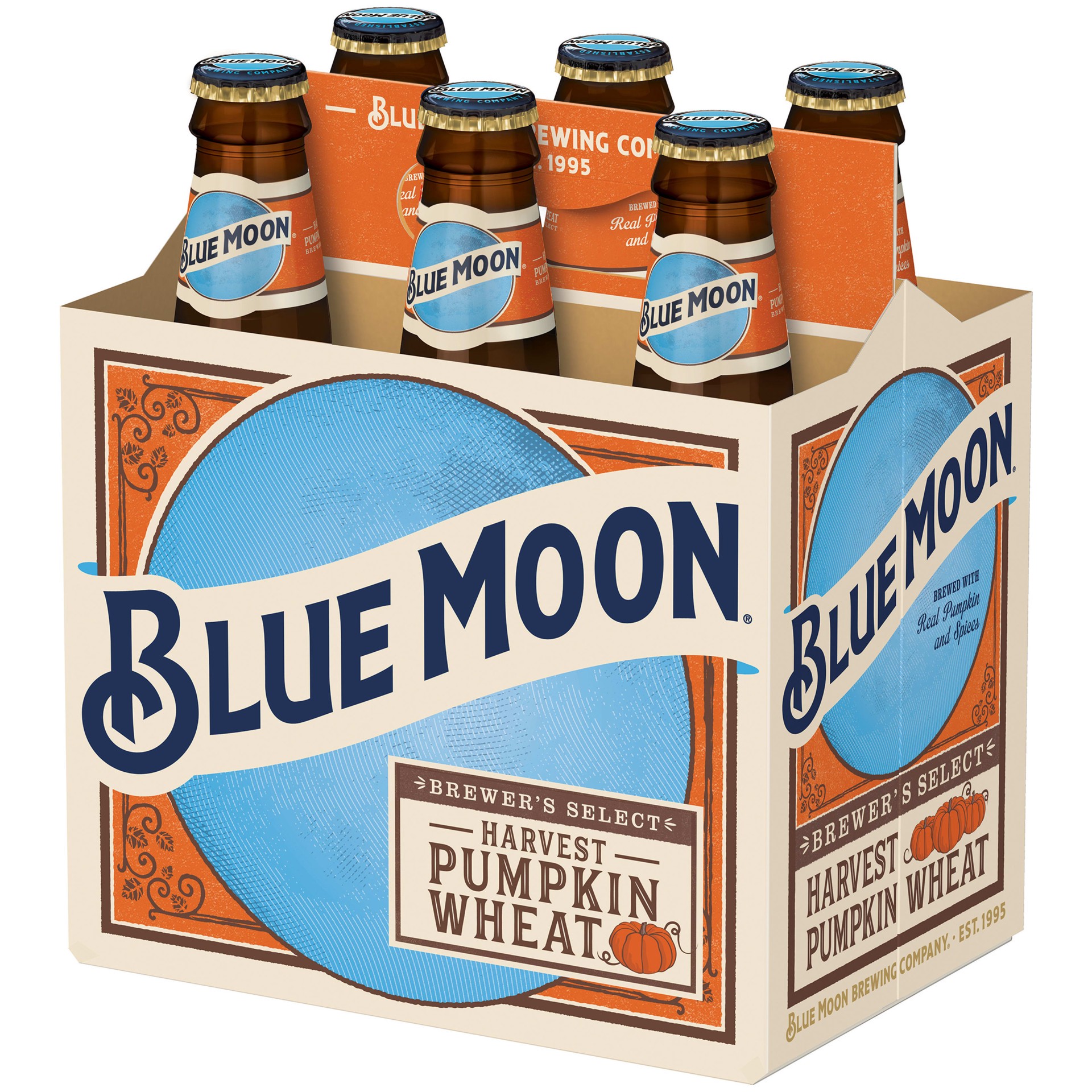 slide 5 of 5, Blue Moon Harvest Pumpkin Wheat Ale Beer, 6 Pack, 12 fl. oz. Bottles, 5.7% ABV, 6 ct; 12 oz