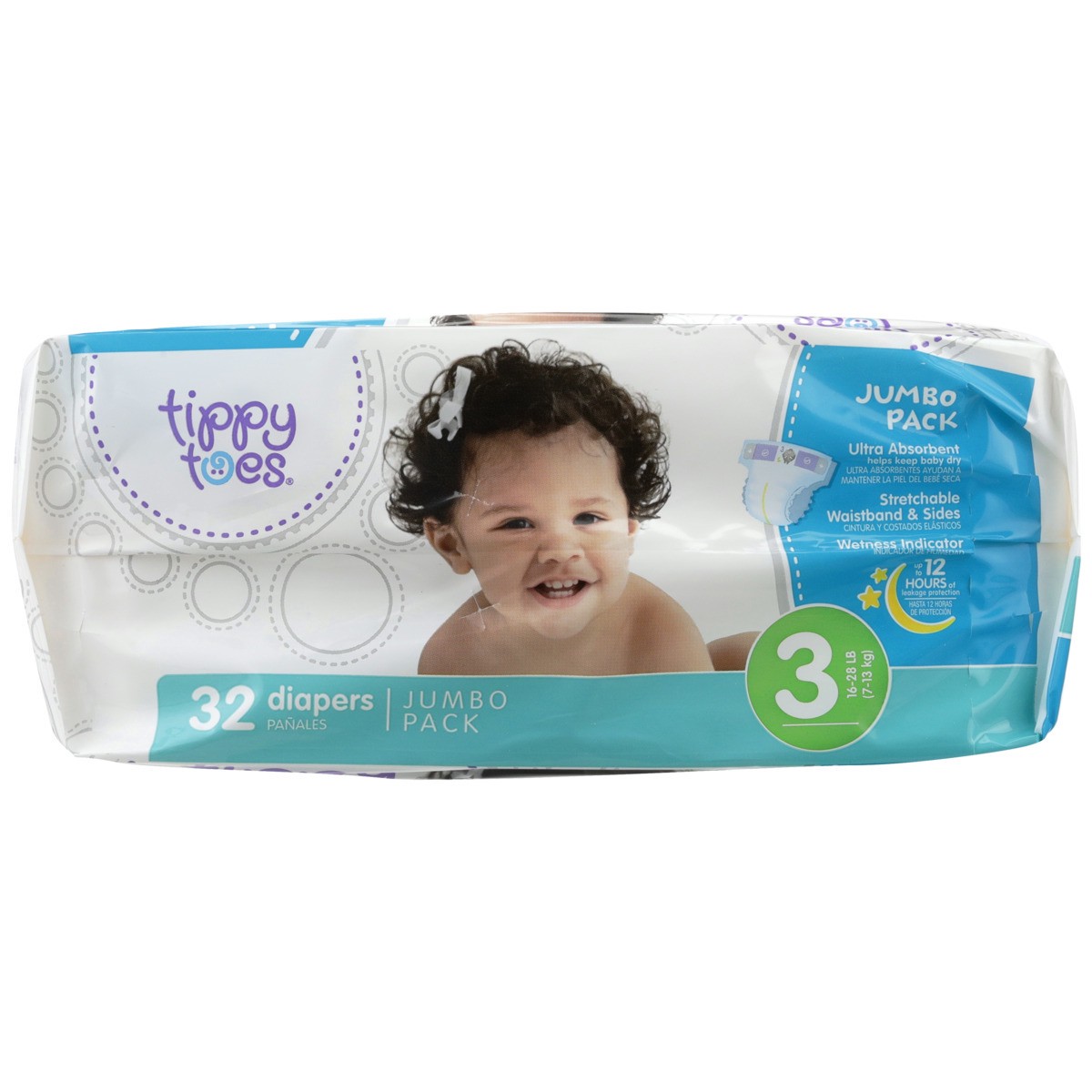 slide 4 of 8, Tippy Toes Ultrafit Jumbo Size 3 Diapers, 32 ct