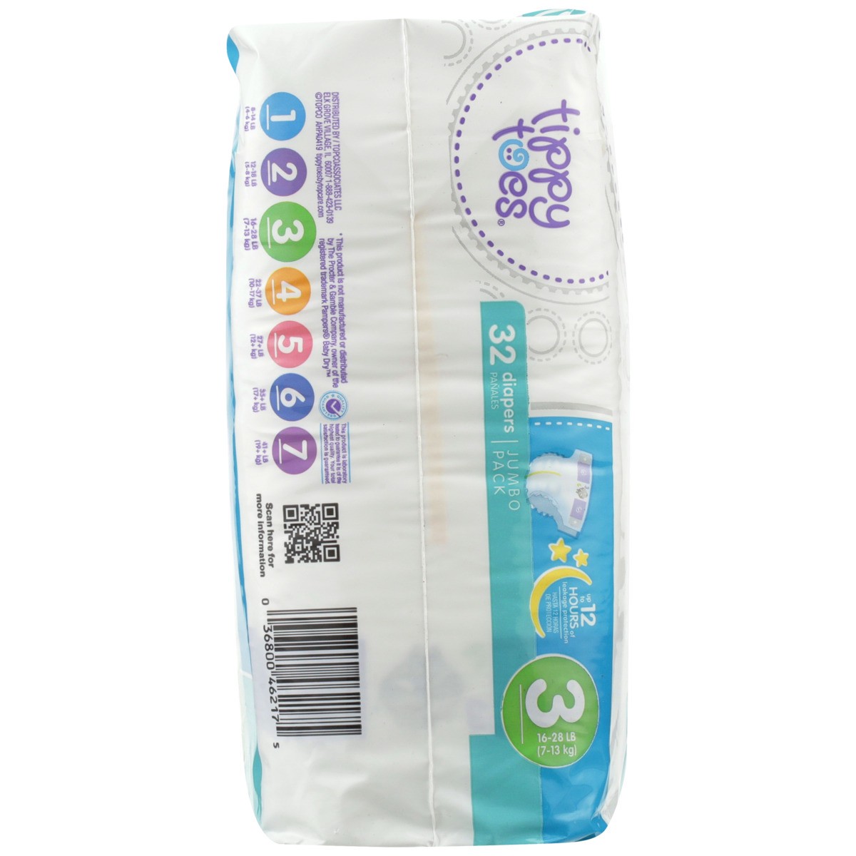 slide 5 of 8, Tippy Toes Ultrafit Jumbo Size 3 Diapers, 32 ct