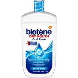 Biotène Oral Rinse Mouthwash for Dry Mouth, Fresh Mint - 33.8 fl oz