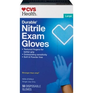 slide 1 of 1, CVS Health Durable Nitrile Exam Gloves, Large, 50 ct