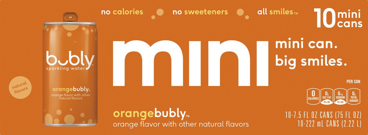 slide 2 of 4, bubly Mini Orange Sparkling Water - 10 ct, 10 ct