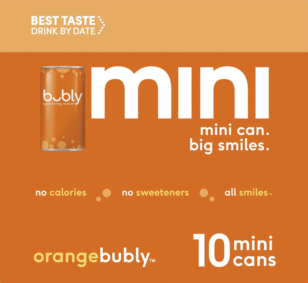 slide 3 of 4, bubly Mini Orange Sparkling Water - 10 ct, 10 ct