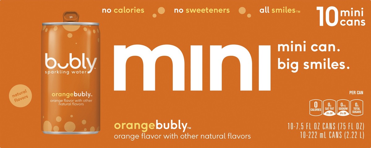 slide 4 of 4, bubly Mini Orange Sparkling Water - 10 ct, 10 ct