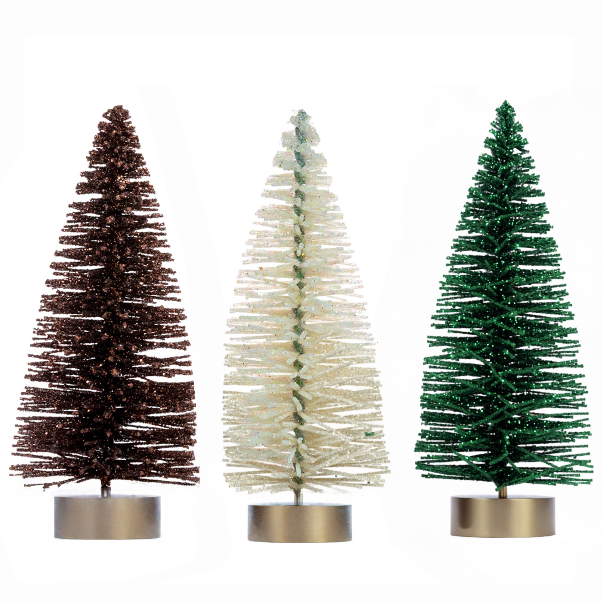 slide 2 of 2, Mini Brown, White & Green Trees, 3ct. By Ashland, 3 ct