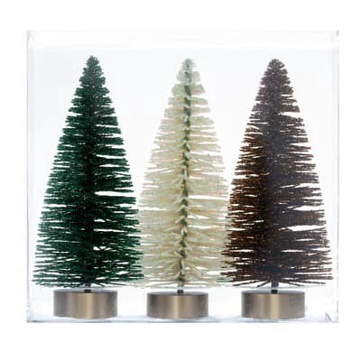 slide 1 of 2, Mini Brown, White & Green Trees, 3ct. By Ashland, 3 ct