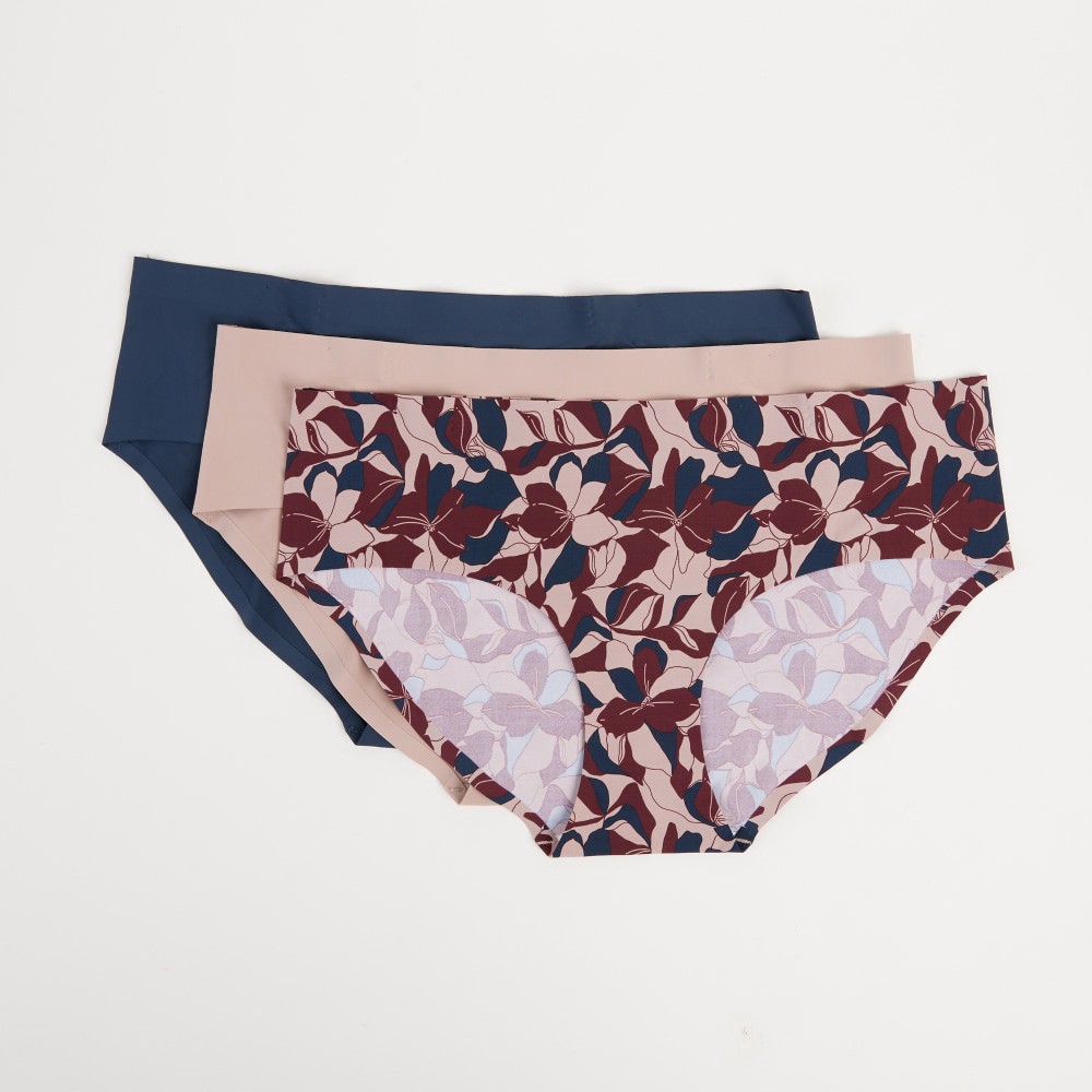 slide 2 of 3, Dip Invisible Line Hipster Women's Underwear Xl - Navy/Nude/Floral Maroon, 3 ct