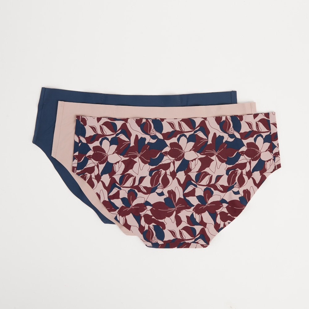 slide 3 of 3, Dip Invisible Line Hipster Women's Underwear Xl - Navy/Nude/Floral Maroon, 3 ct