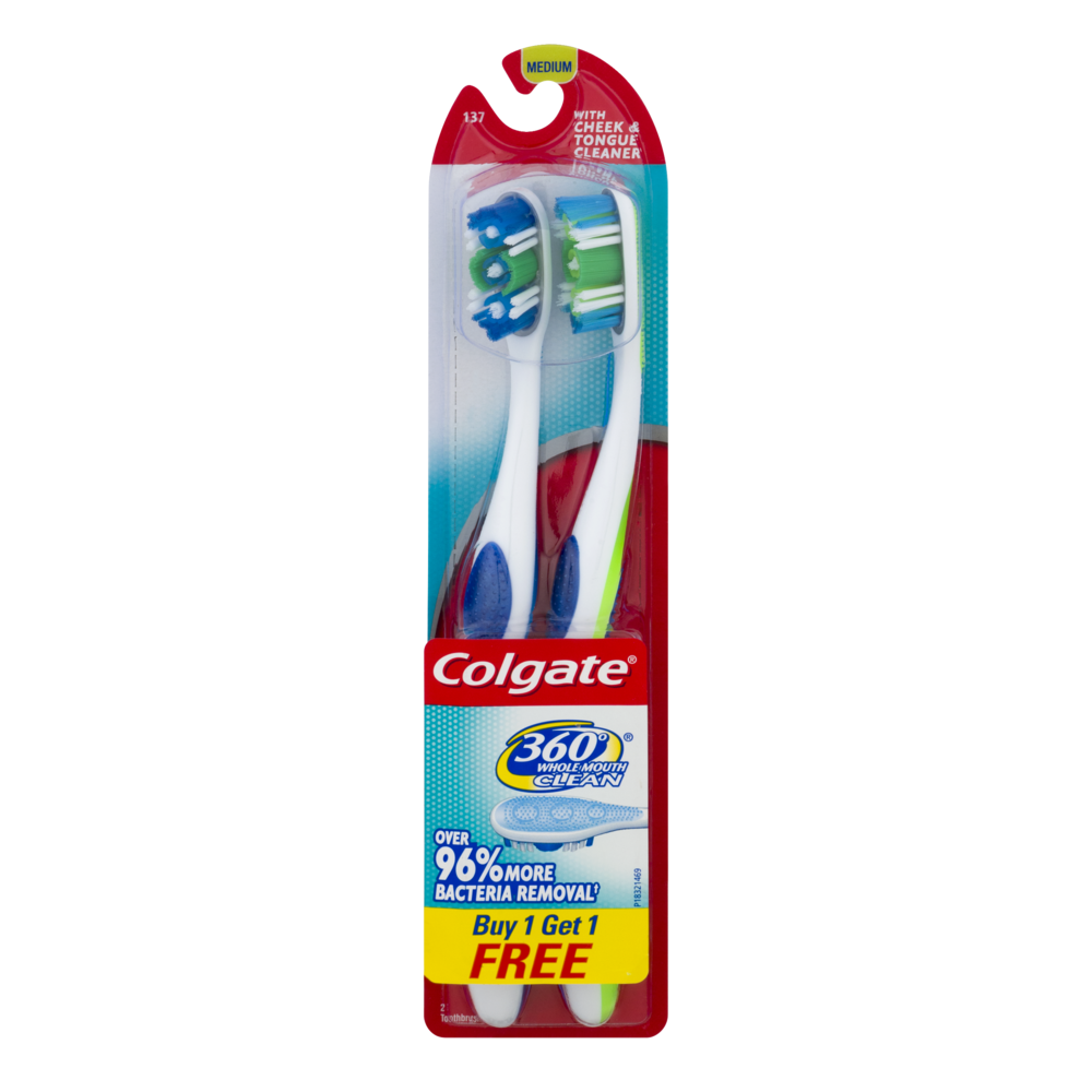 slide 1 of 1, Colgate Full Head Medium Toothbrushes, 2 ct