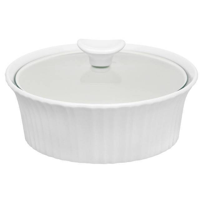 slide 1 of 1, Corningware French WhiteRound Casserole with Glass Cover, 1.5 qt