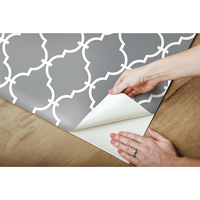 slide 3 of 10, RoomMates Modern Trellis Peel & Stick Wallpaper - Grey, 1 ct