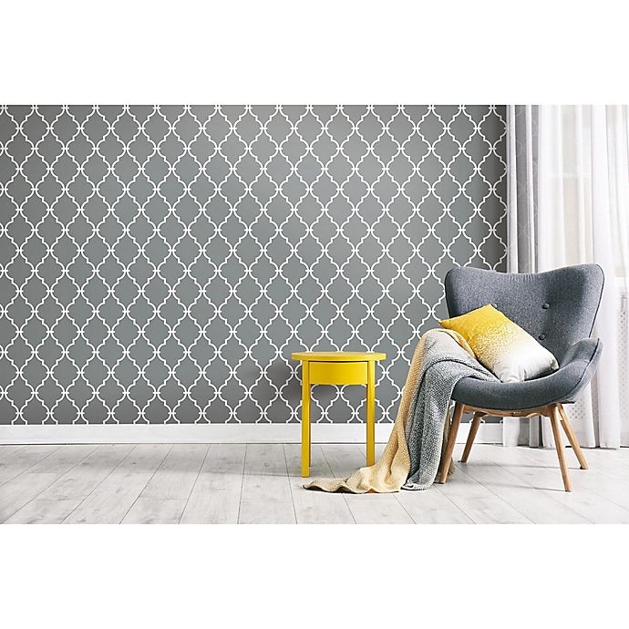 slide 7 of 10, RoomMates Modern Trellis Peel & Stick Wallpaper - Grey, 1 ct