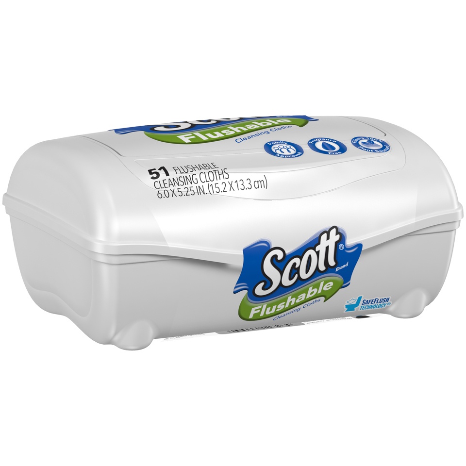 slide 2 of 3, Scott Naturals Flushable Cleansing Cloth Wipes Tub, 51 ct