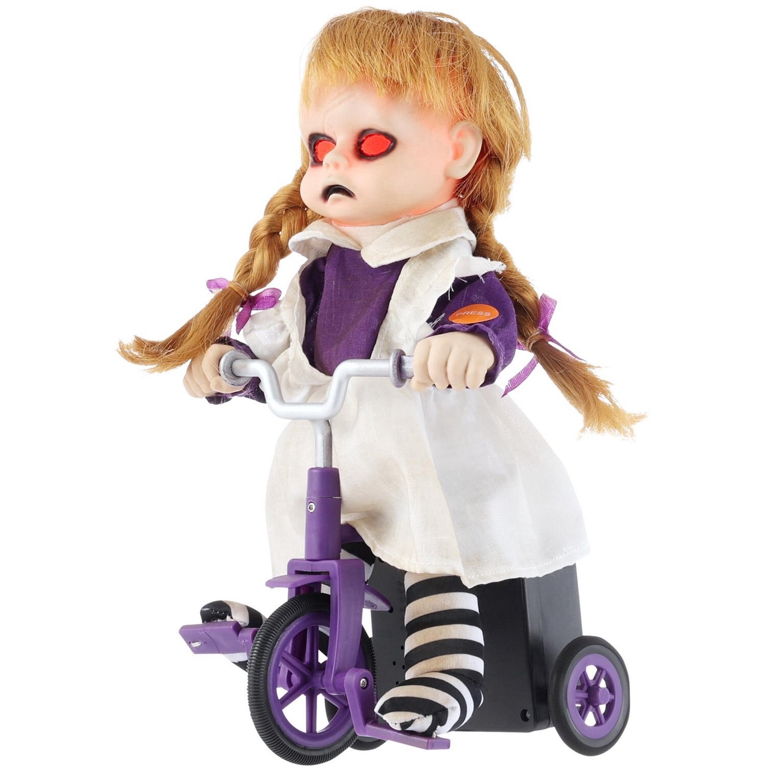 slide 2 of 2, Spooky Village Animated Tricycle Doll, Assorted Styles, 11.8 In, 1 ct