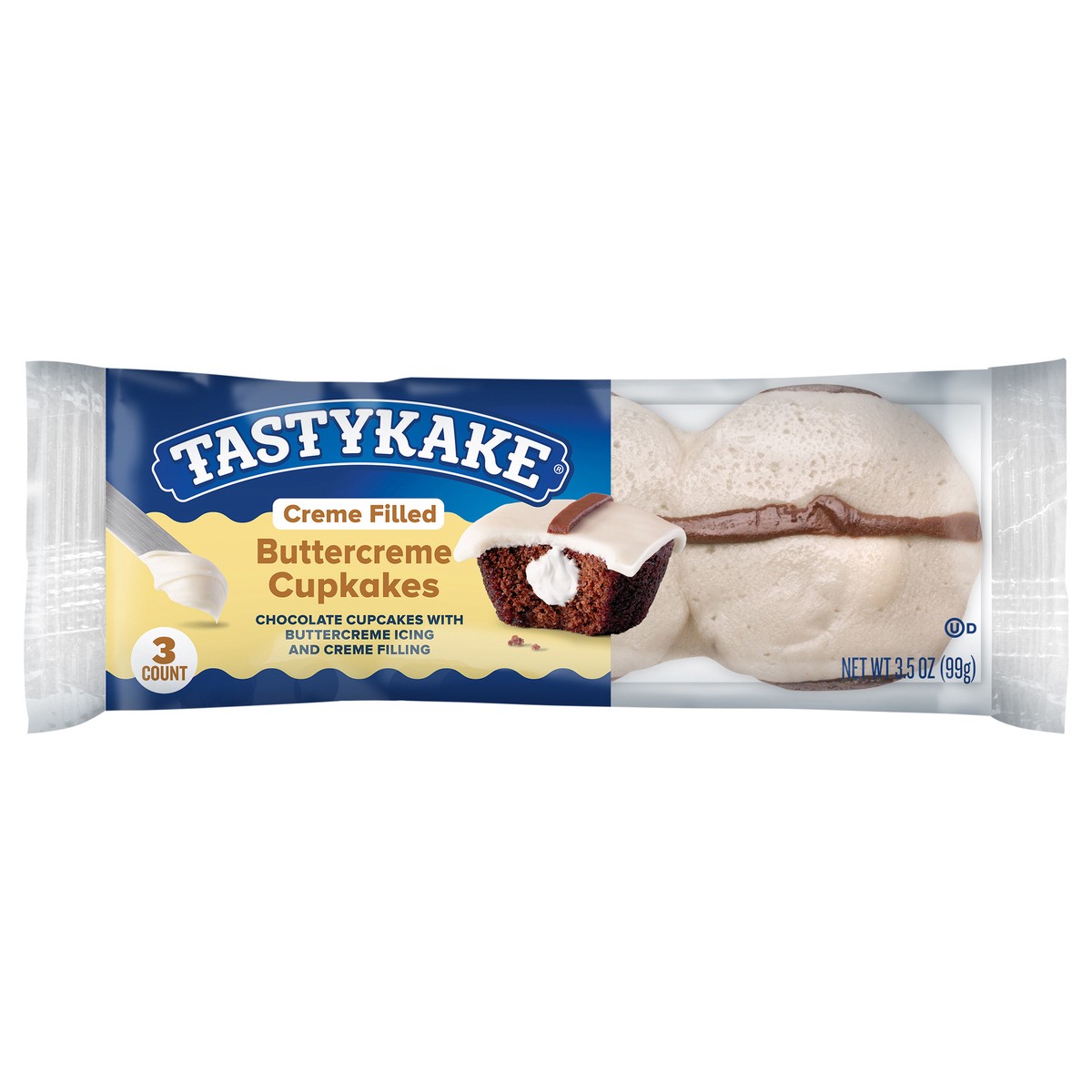 slide 1 of 11, Tastykake Buttercreme Iced Cupkakes 3.5 oz. Pack, 3 ct