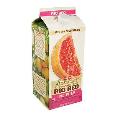 slide 1 of 1, H-E-B No Pulp Rio Red 100% Grapefruit Juice - 59 oz, 59 oz