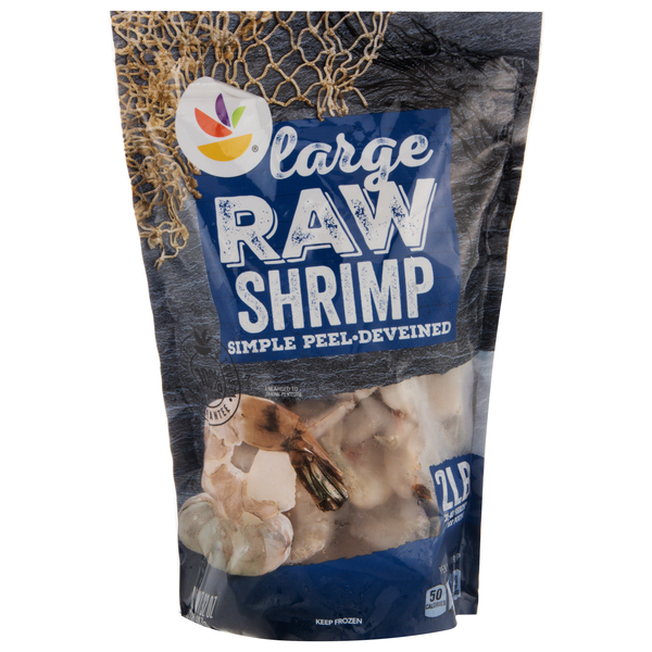 slide 1 of 1, Giant Farm Raised Raw EZ-Peel Large Shrimp 31-40 ct per lb Frozen, 40 ct; 2 lb