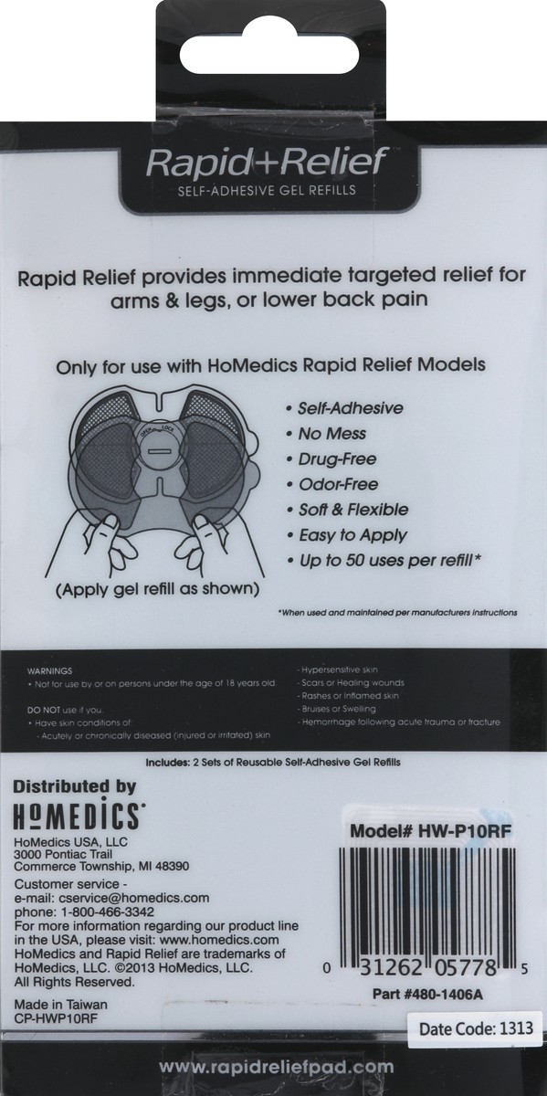 slide 3 of 5, HoMedics Self-Adhesive Gel Refills 2 ea, 2 ct