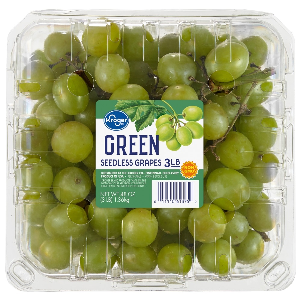 slide 1 of 2, Kroger Green Seedless Grapes, 3 lb